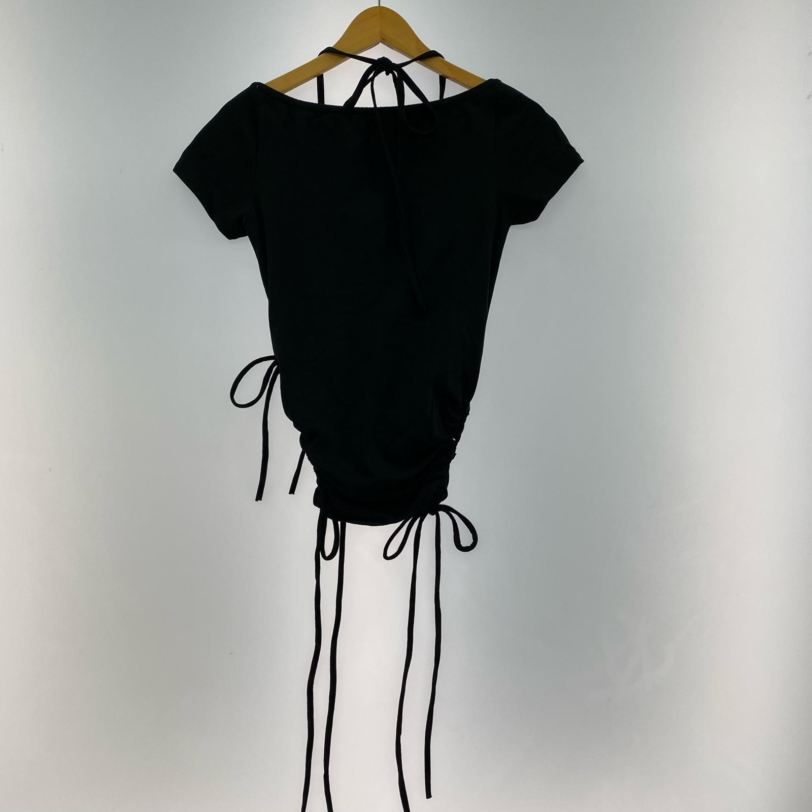 半袖Tシャツ THEREDTHREAD S snake laceup tops フリー ブラック