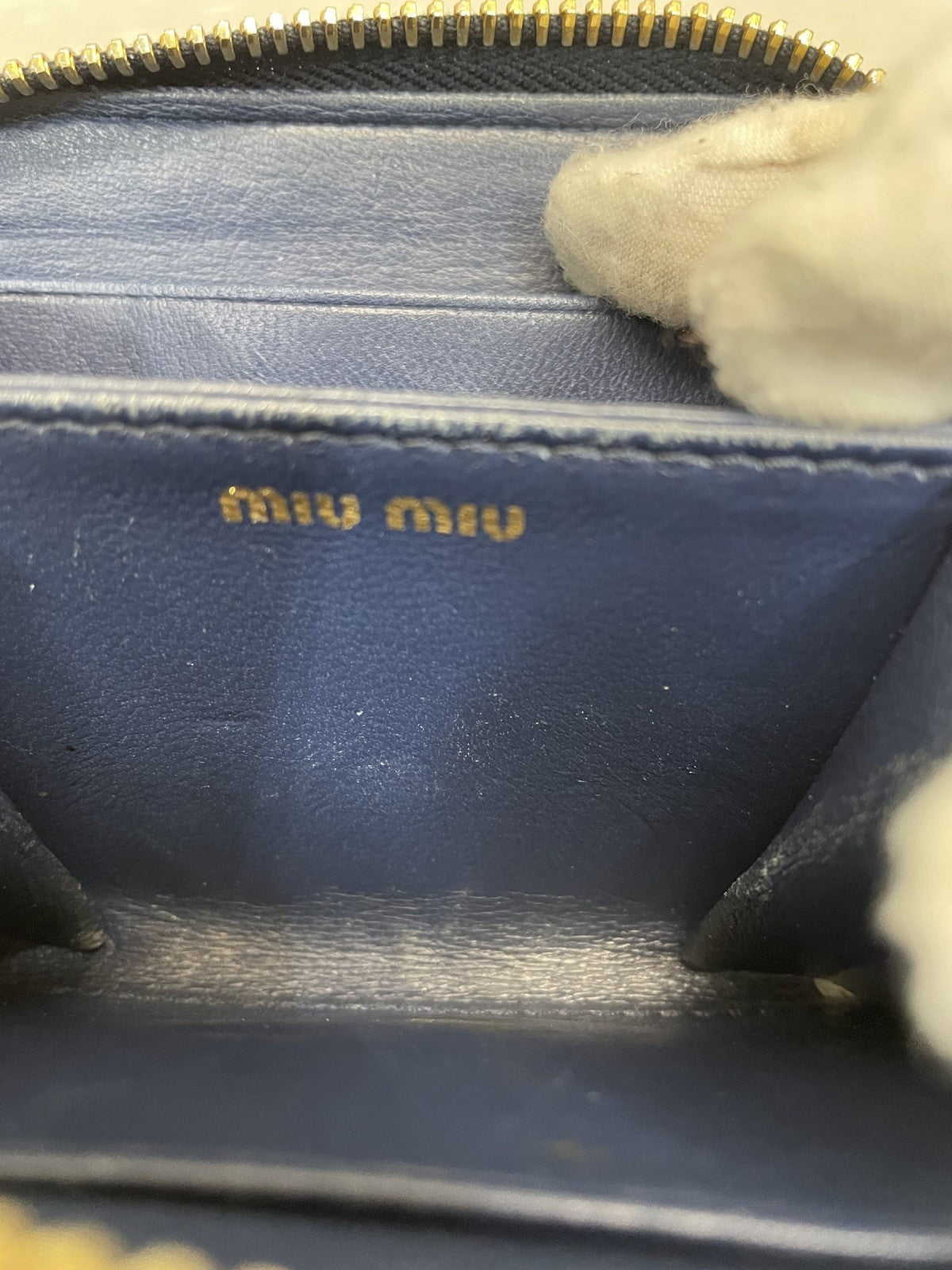 miumiu マテラッセ ラウンドジップ コインケース 紺