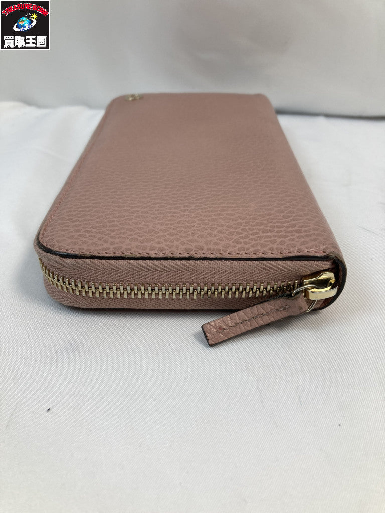 GUCCI 449347 ラウンドファスナー 長財布 ピンク