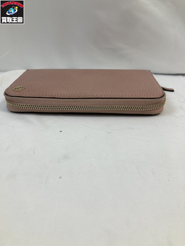 GUCCI 449347 ラウンドファスナー 長財布 ピンク