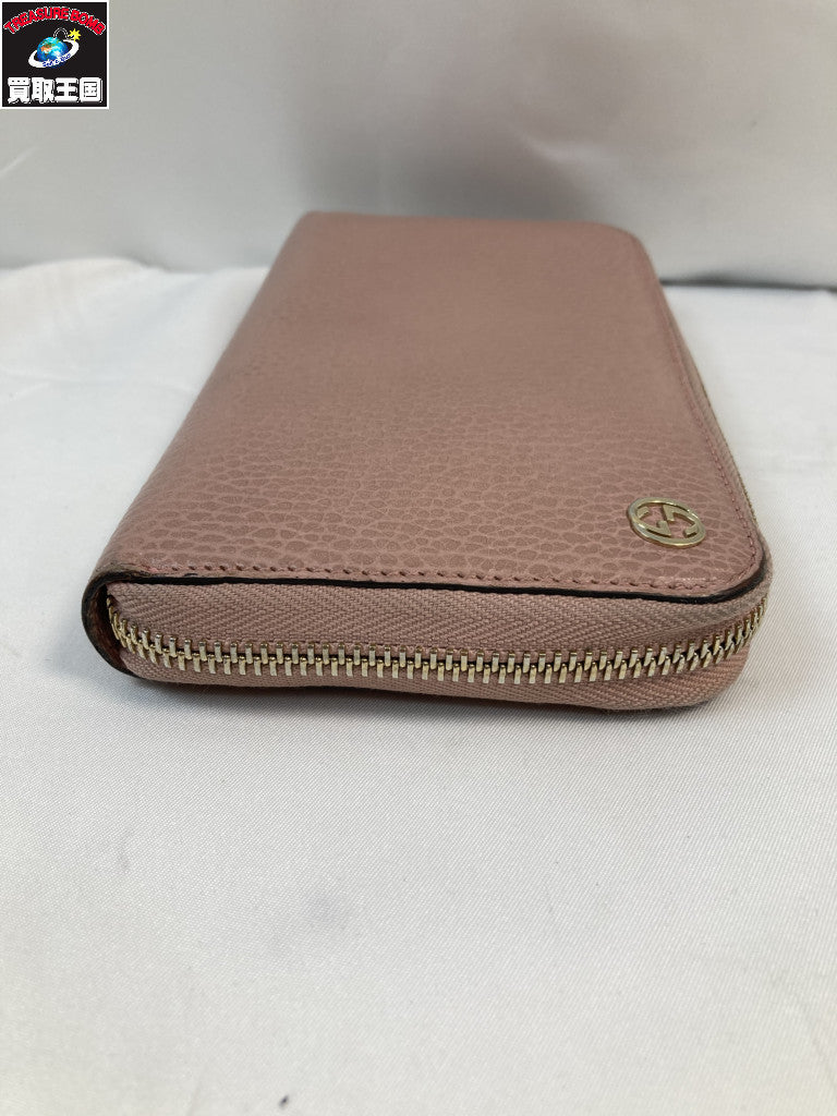 GUCCI 449347 ラウンドファスナー 長財布 ピンク