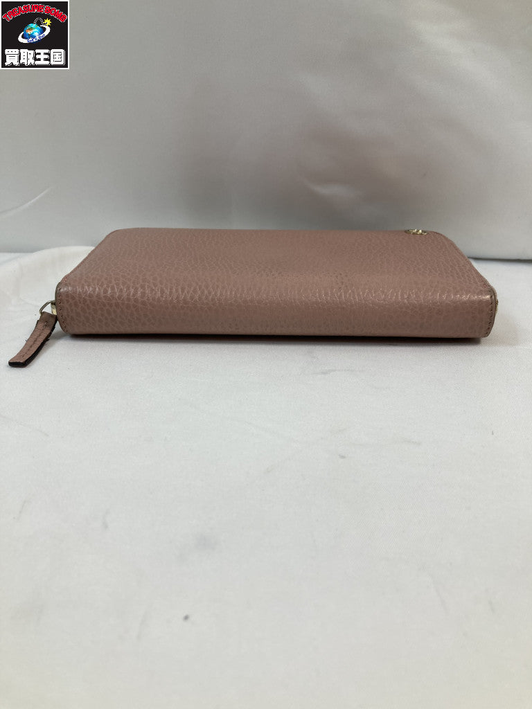 GUCCI 449347 ラウンドファスナー 長財布 ピンク
