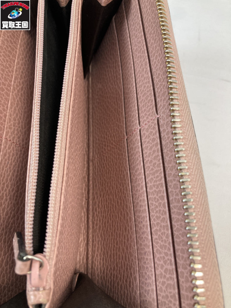 GUCCI 449347 ラウンドファスナー 長財布 ピンク