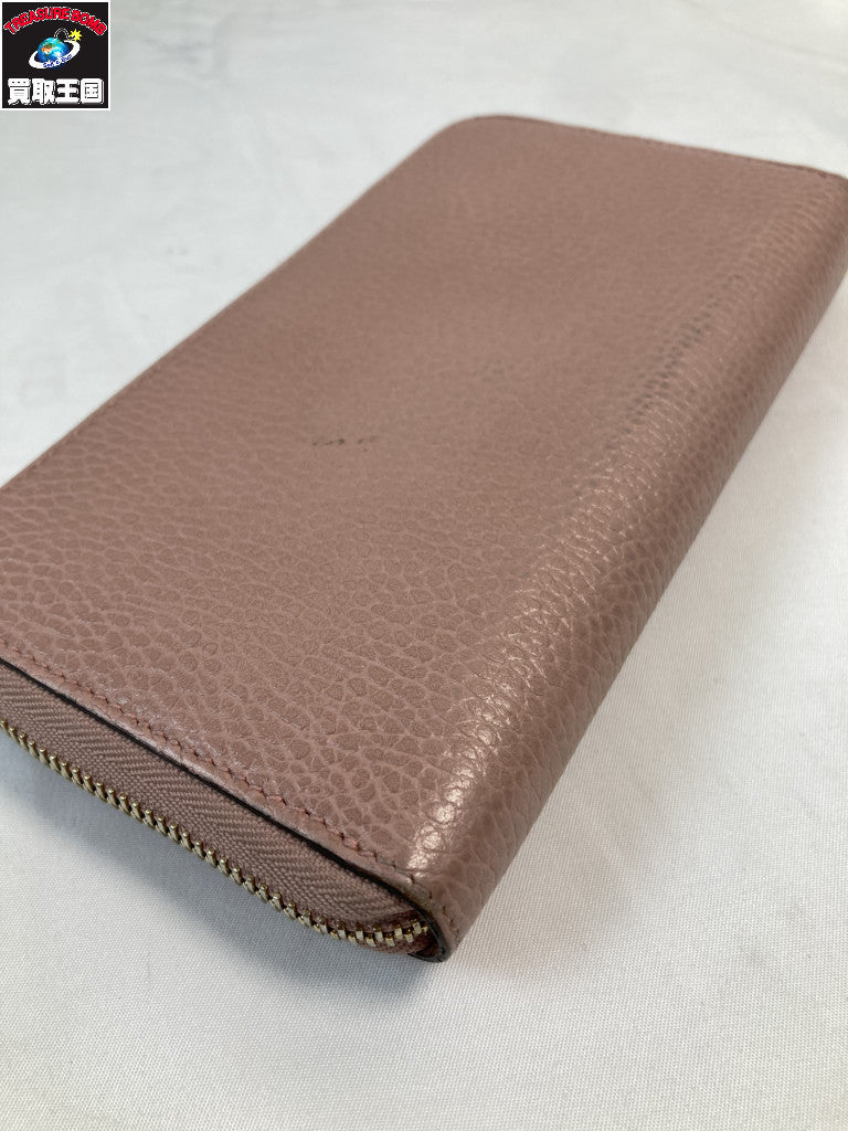 GUCCI 449347 ラウンドファスナー 長財布 ピンク