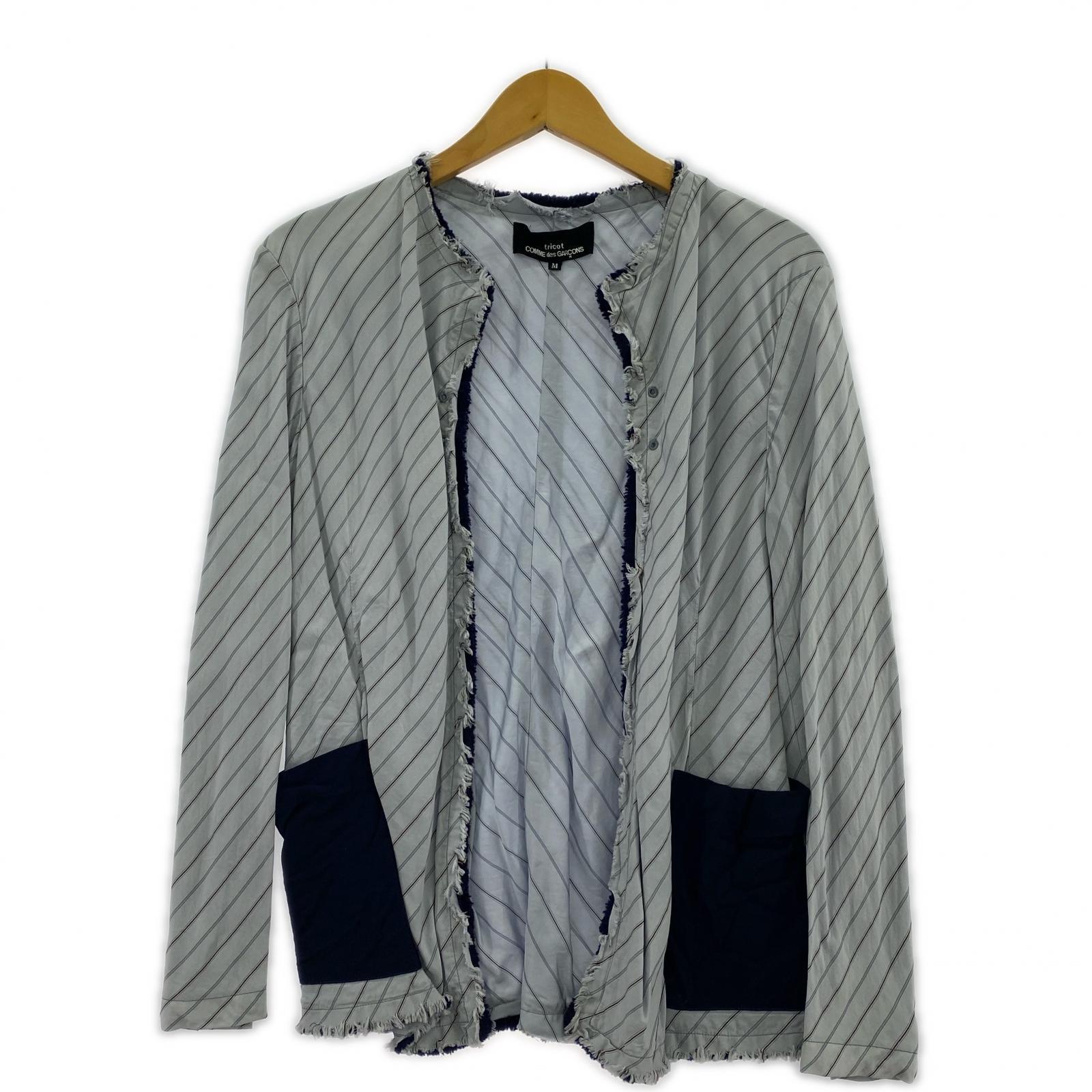 ジャケット 00年 カットオフ ストライプ 青 (M) M ブルー