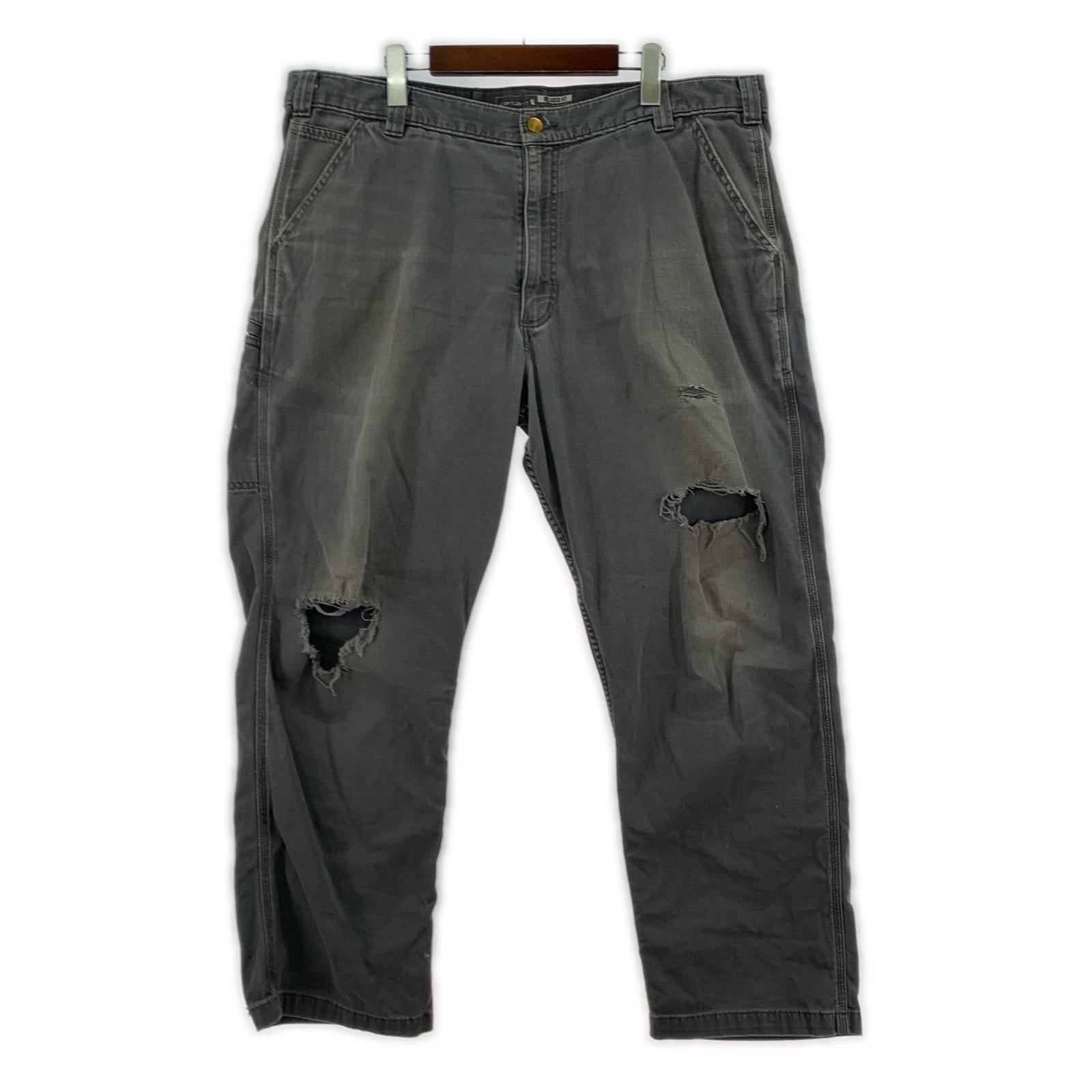 デニムパンツ RELAXED FIT ダメージワークパンツ 40×30 グレー