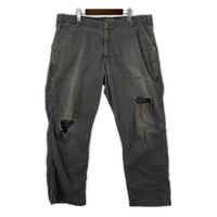 デニムパンツ RELAXED FIT ダメージワークパンツ 40×30 グレー