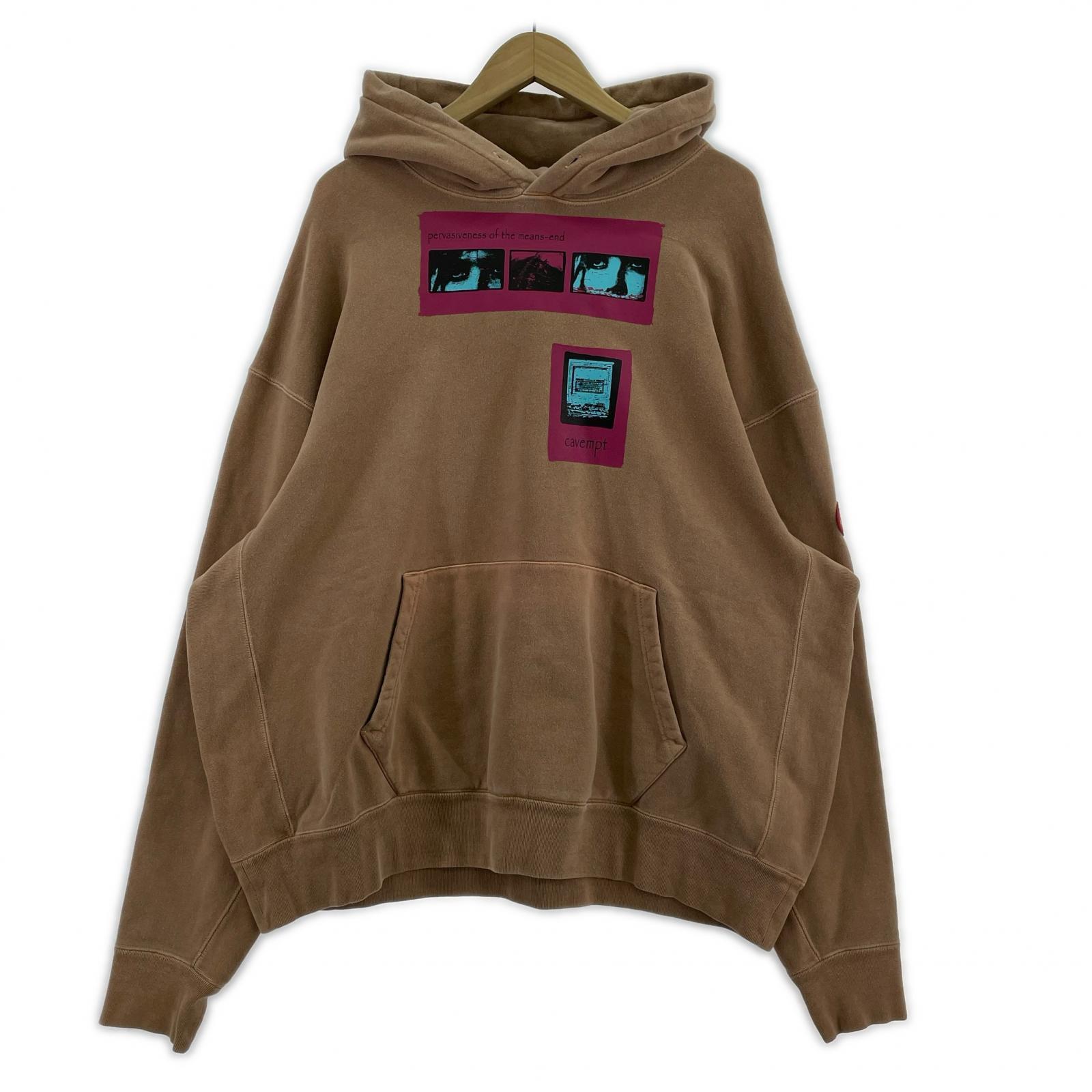 パーカー オーバーサイズプリントパーカー XL BEG ブラウン