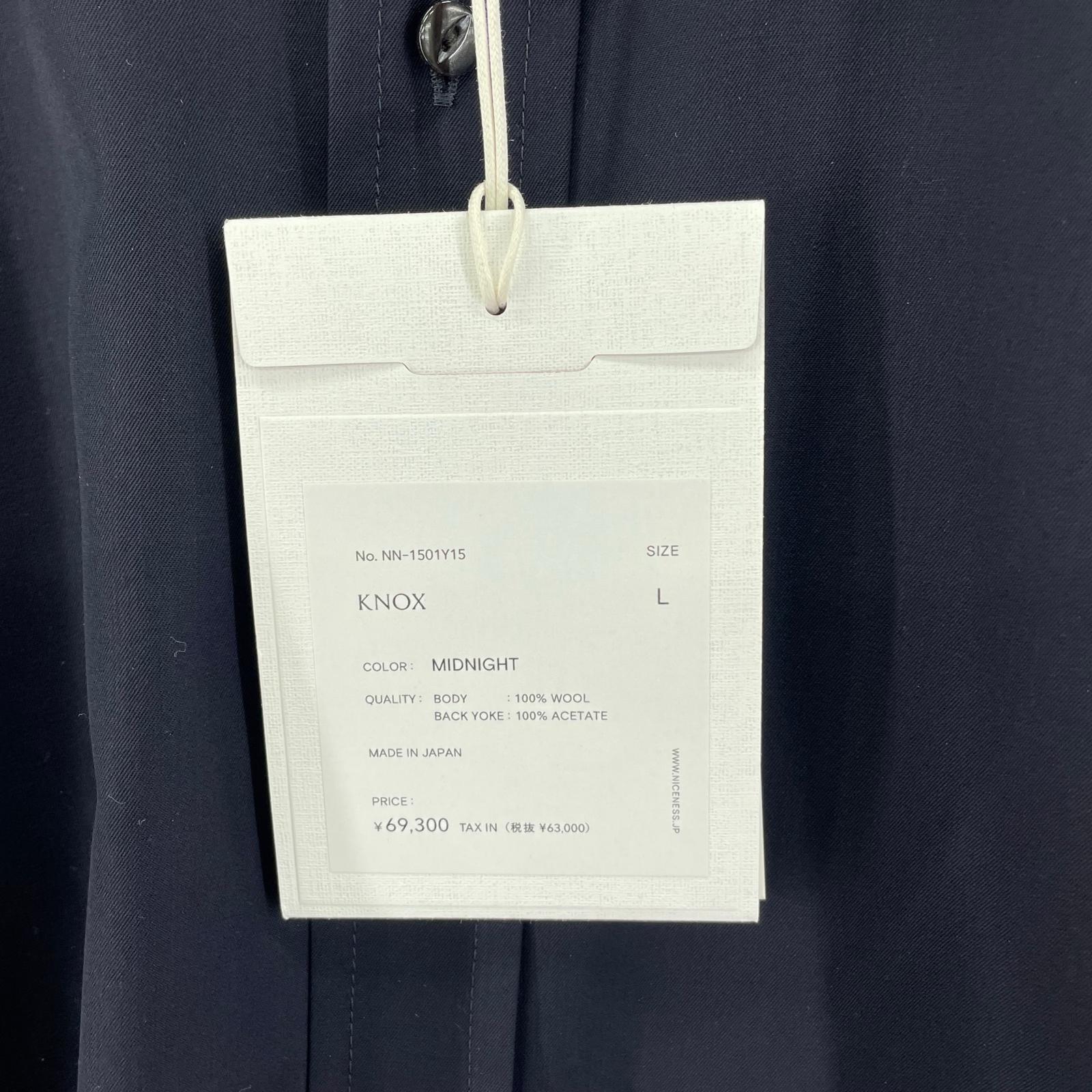 長袖シャツ NICENESS KNOX Fine Wool Straight Tale Shirt ウールシャツ L ネイビー L ネイビー