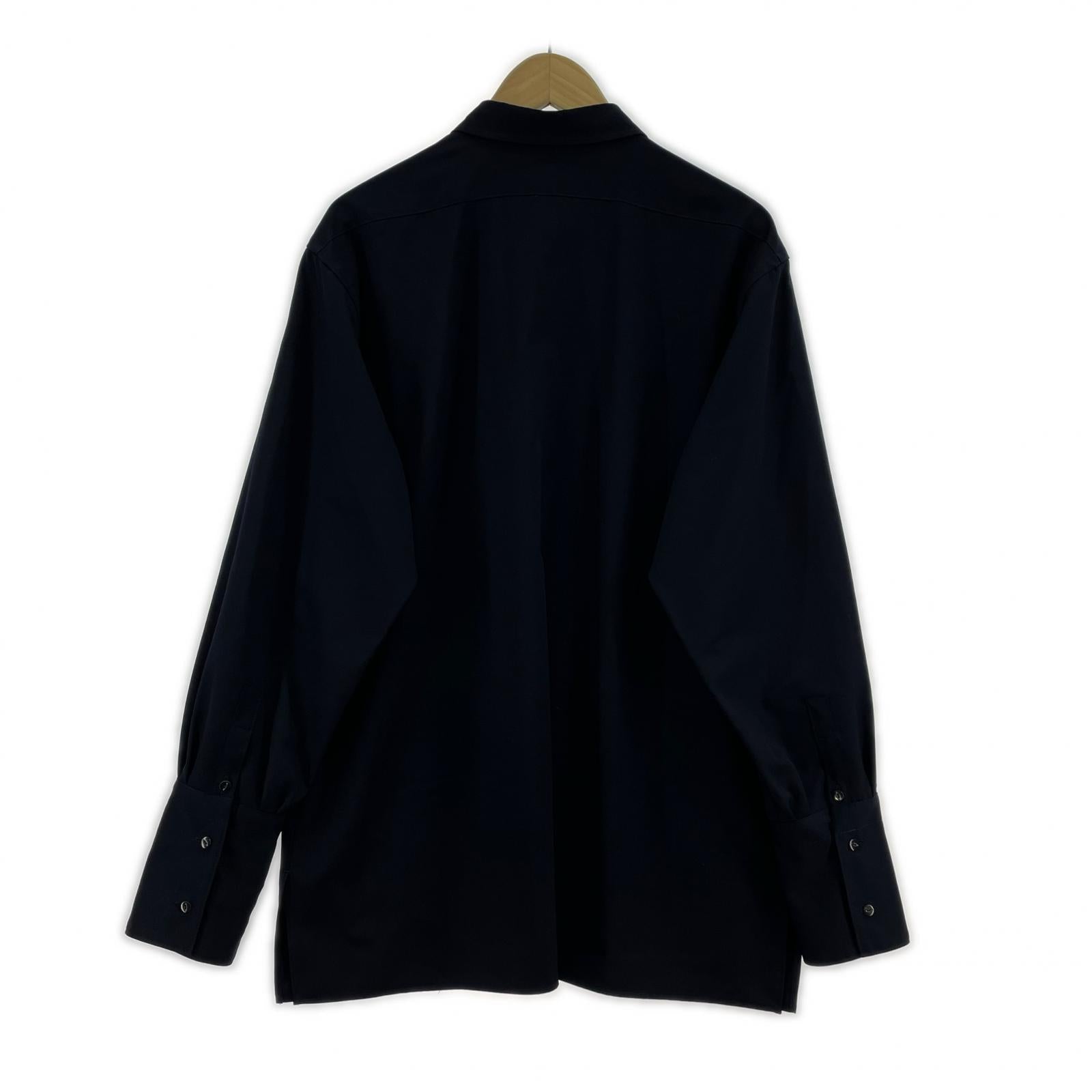 長袖シャツ NICENESS KNOX Fine Wool Straight Tale Shirt ウールシャツ L ネイビー L ネイビー