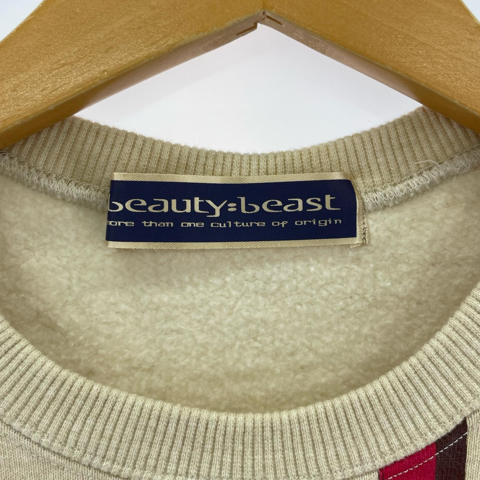 スウェット beauty=beast カラーチェーン プリント スウェット ベージュ M ベージュ