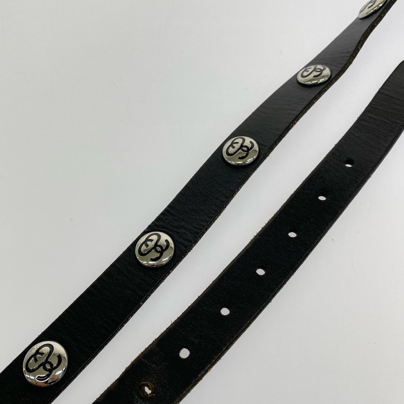その他アクセサリー SSロゴ スタッズ レザーベルト 黒 ブラック