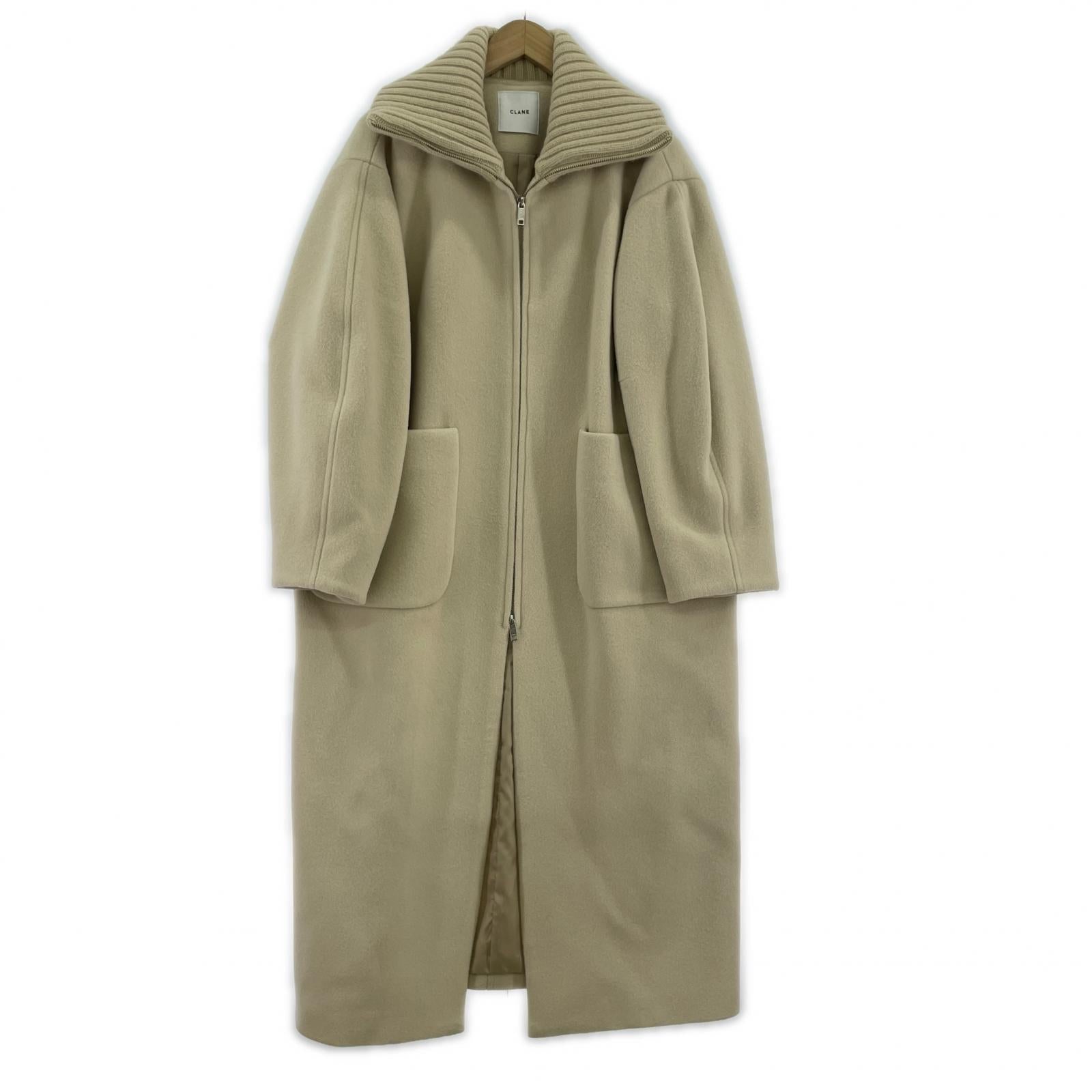 ジャケット 23AW RIB COLLAR WOOL LONG COAT 1 ベージュ