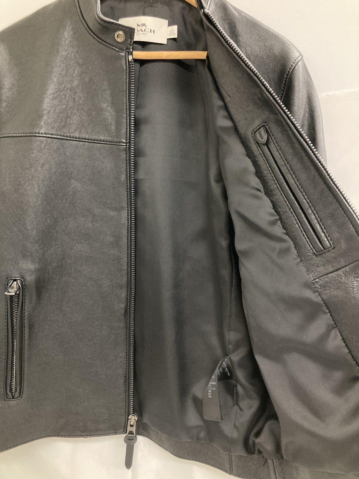COACH 牛革 シングルライダースジャケット (S)