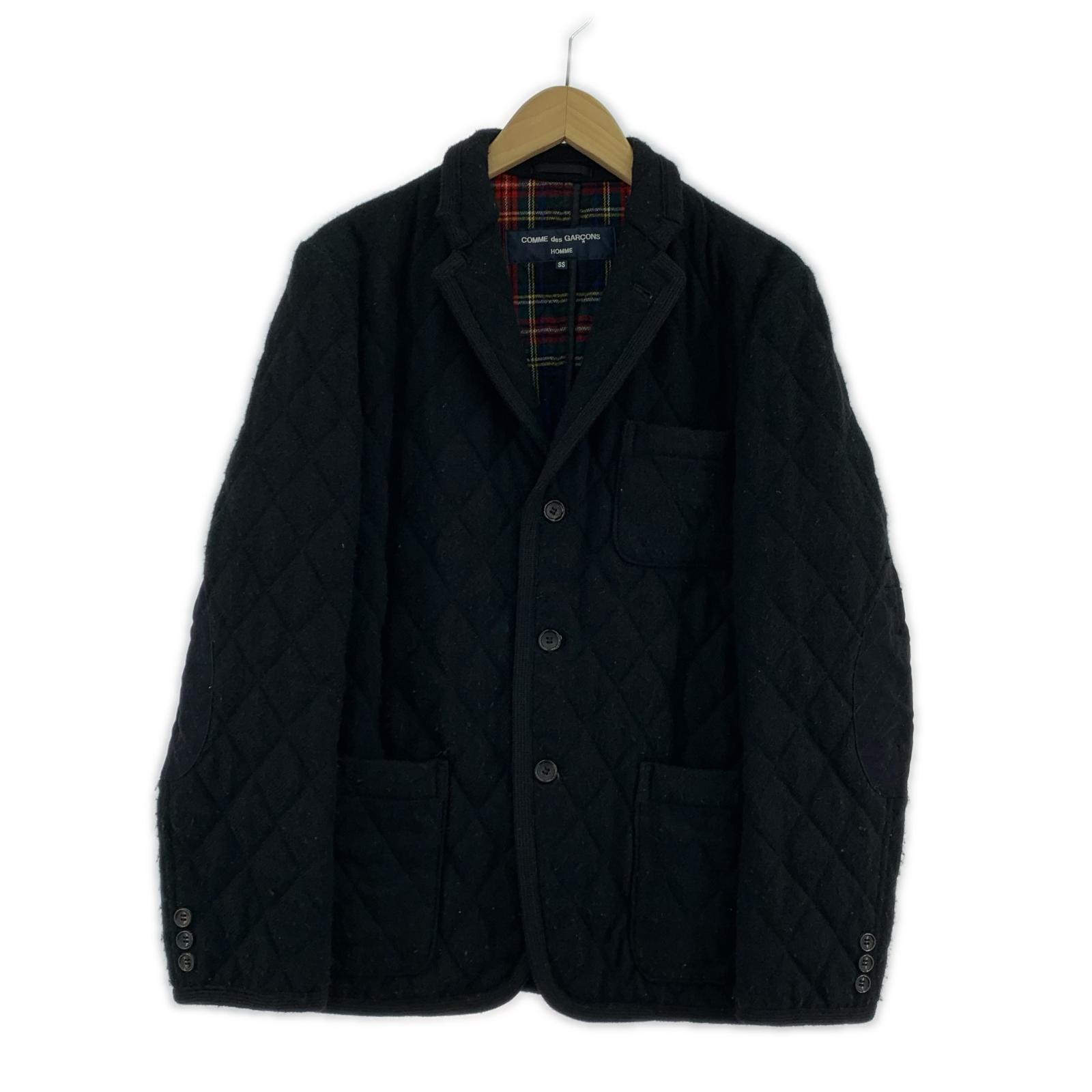 テーラードジャケット HOMME エルボーパッチキルティングジャケット (SS) 黒 SS ブラック