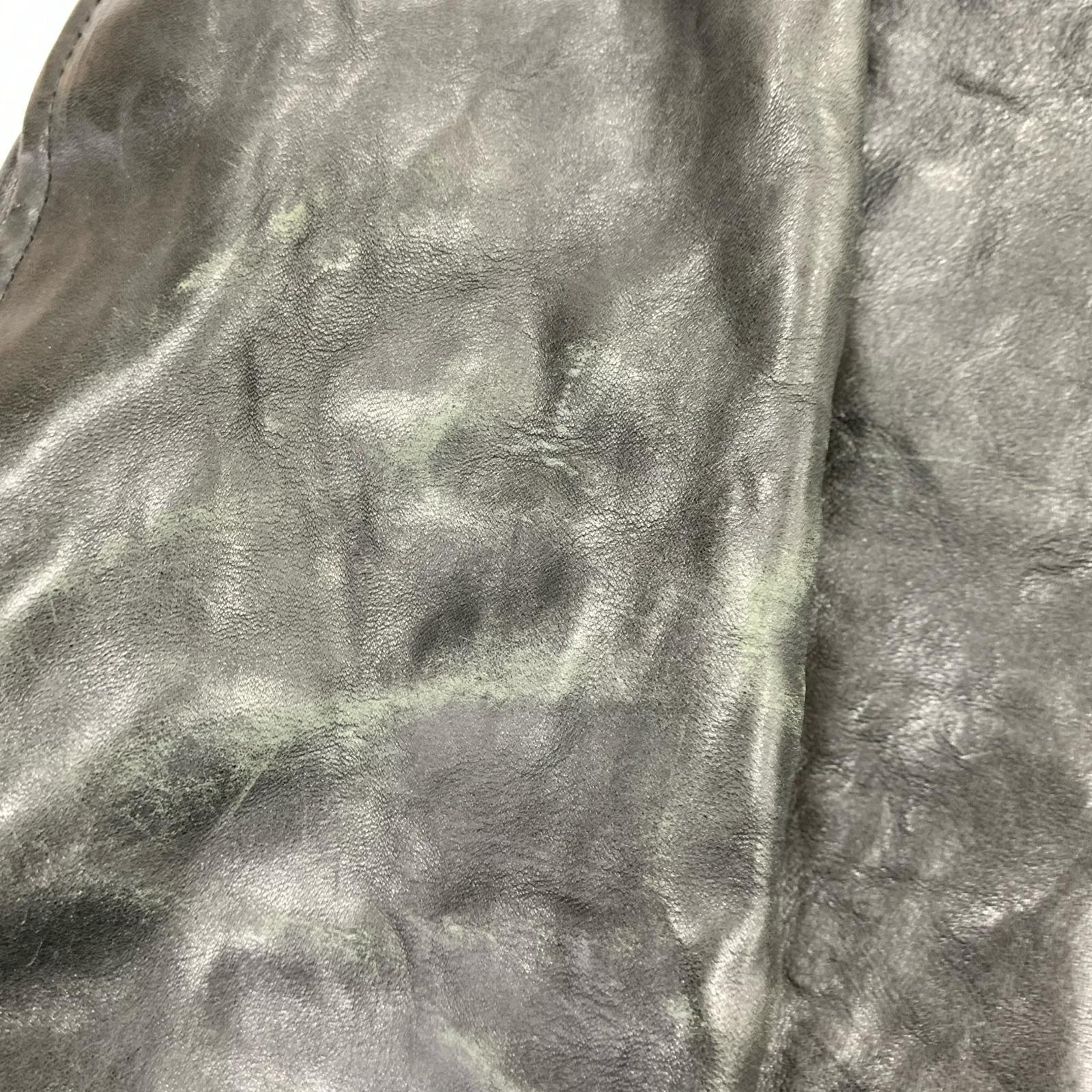 レザージャケット 襟ボア スカル彫刻 M M ブラック