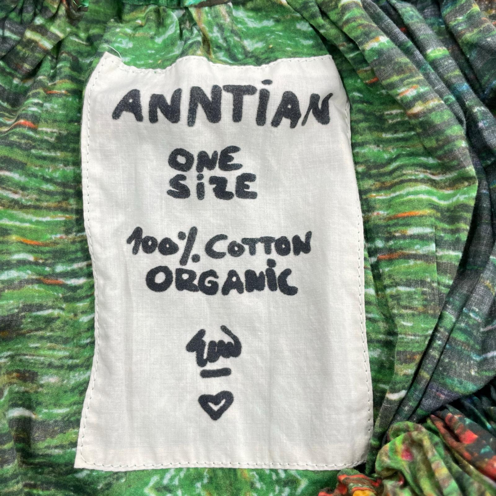 ロングスカート ANNTIAN オーガニックコットン 総柄スカート グリーン グリーン