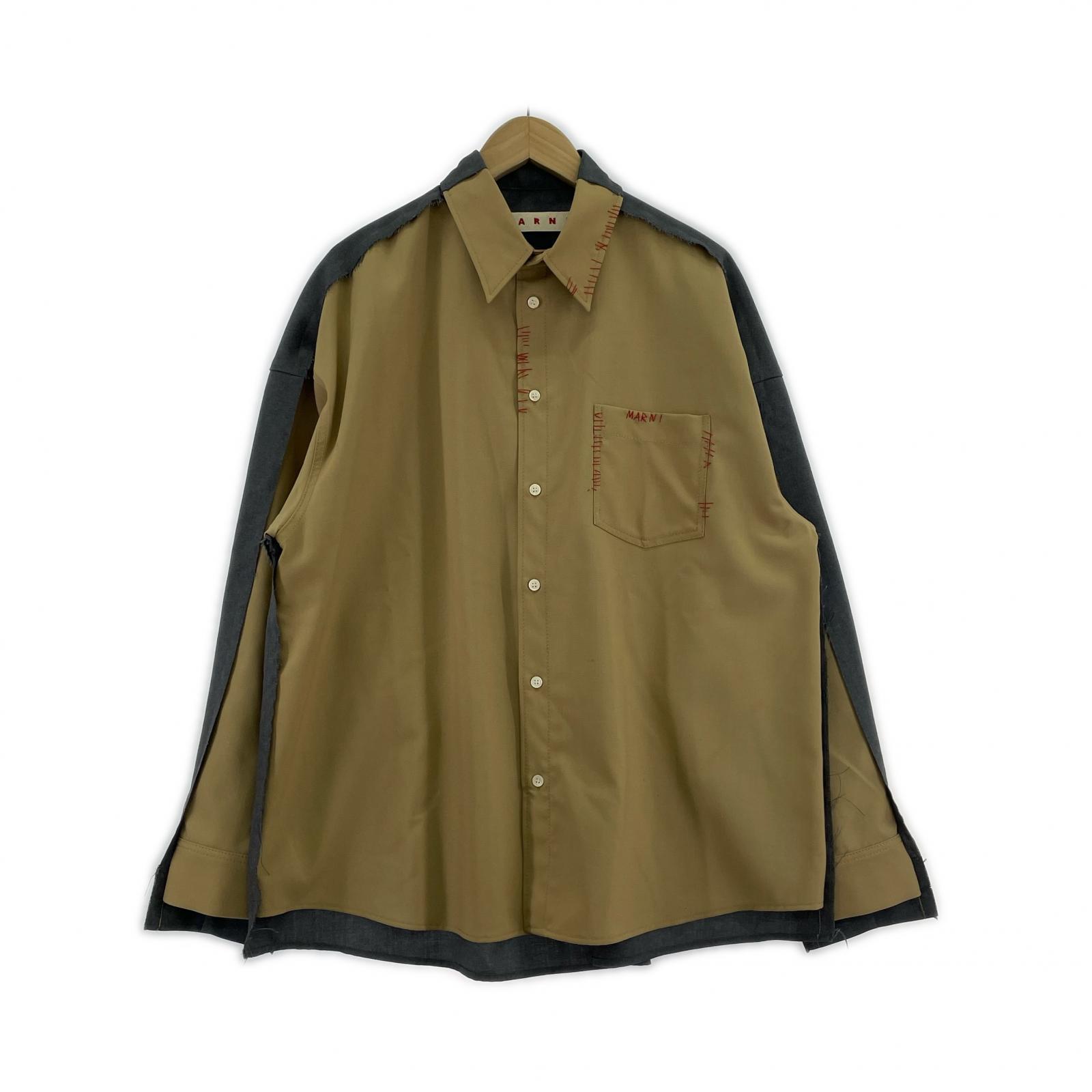 長袖シャツ tropical wool LS SHIRT 46 ブラウン ベージュ