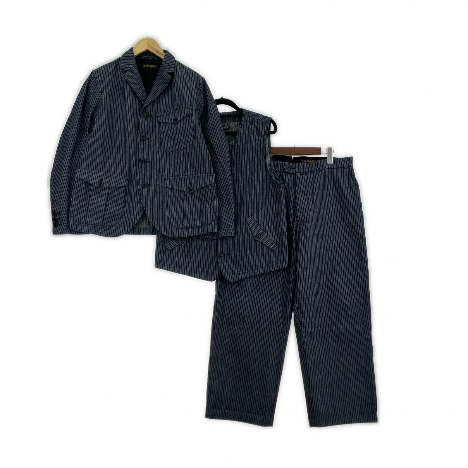 セットアップ Indigo Dobby Jacket/Gilet/Trousers 3ピース 36