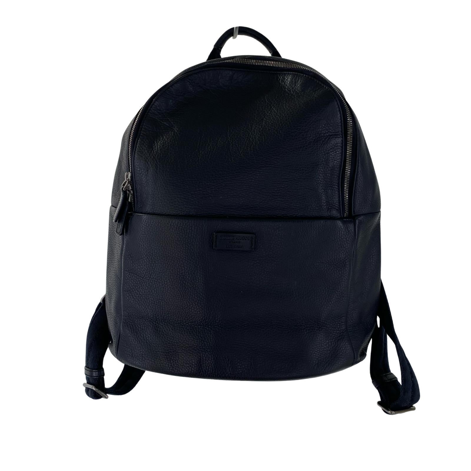 リュック・デイパック GIORGIO ARMANI レザーバックパック 紺 ネイビー