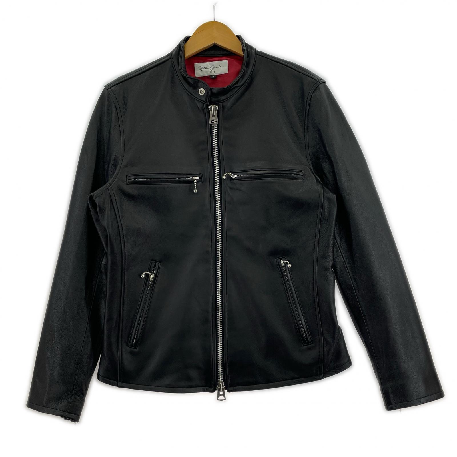 ライダースジャケット RETRO GRADE ラムレザー ブラック M M ブラック
