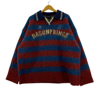 ニット MAISONPRINCE オーバーサイズポロネックボーダーニット 2 青 赤 2