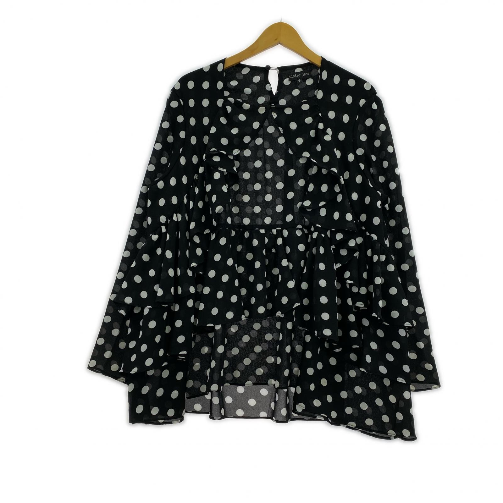 長袖Tシャツ sister jane ドット柄シアーカットソー S ブラック