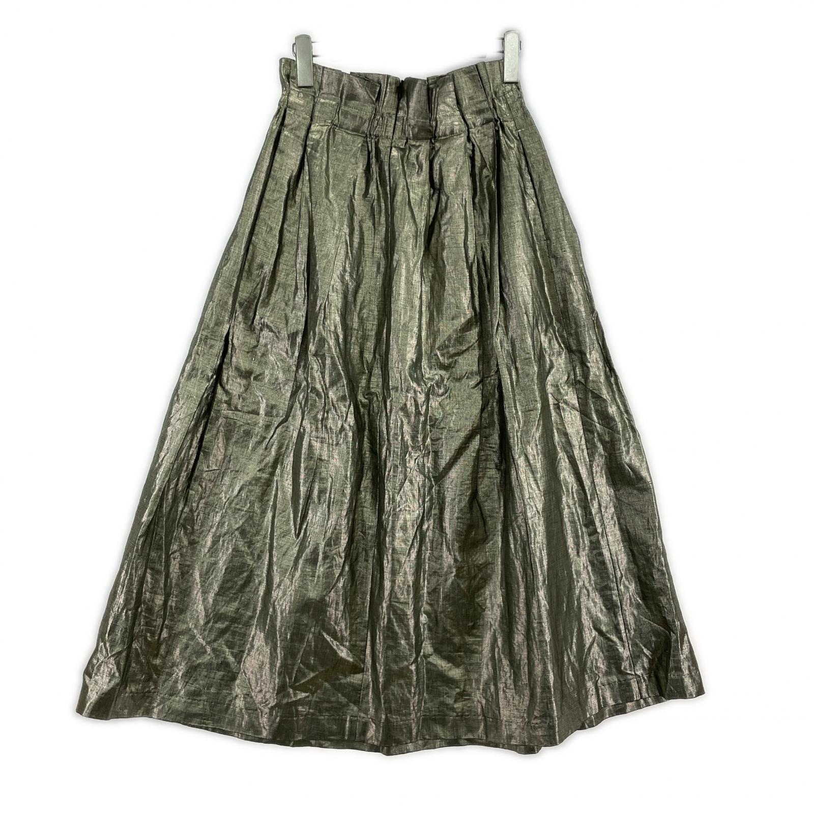 ロングスカート METALIC LINEN SK シルバー (38) 38 シルバー