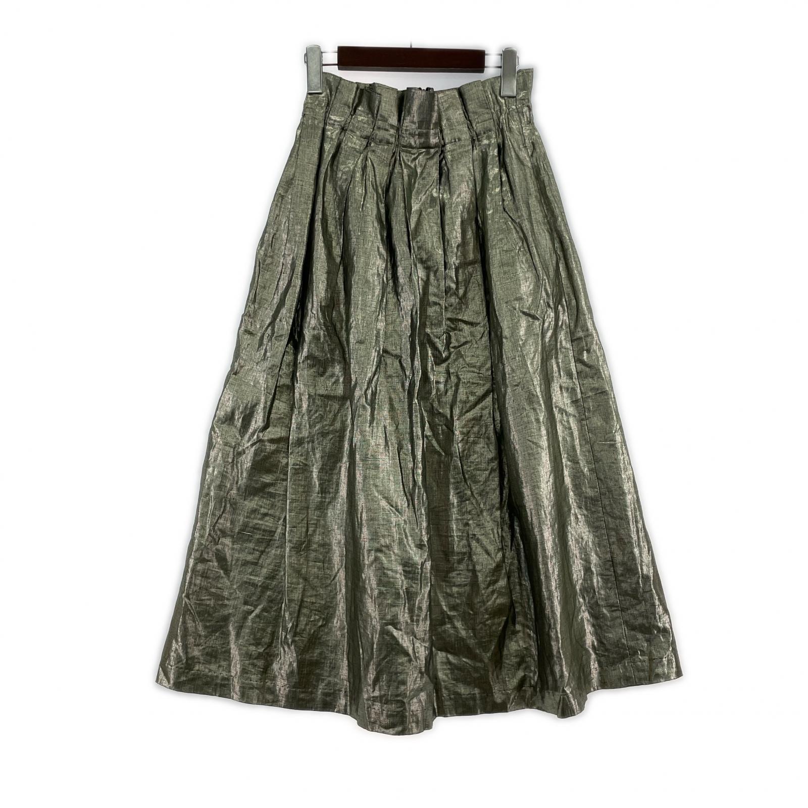 ロングスカート METALIC LINEN SK シルバー (38) 38 シルバー