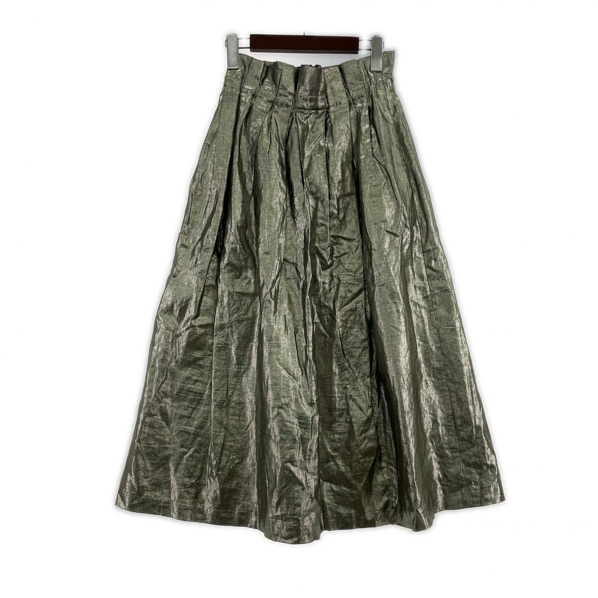 ロングスカート METALIC LINEN SK シルバー (38) 38 シルバー