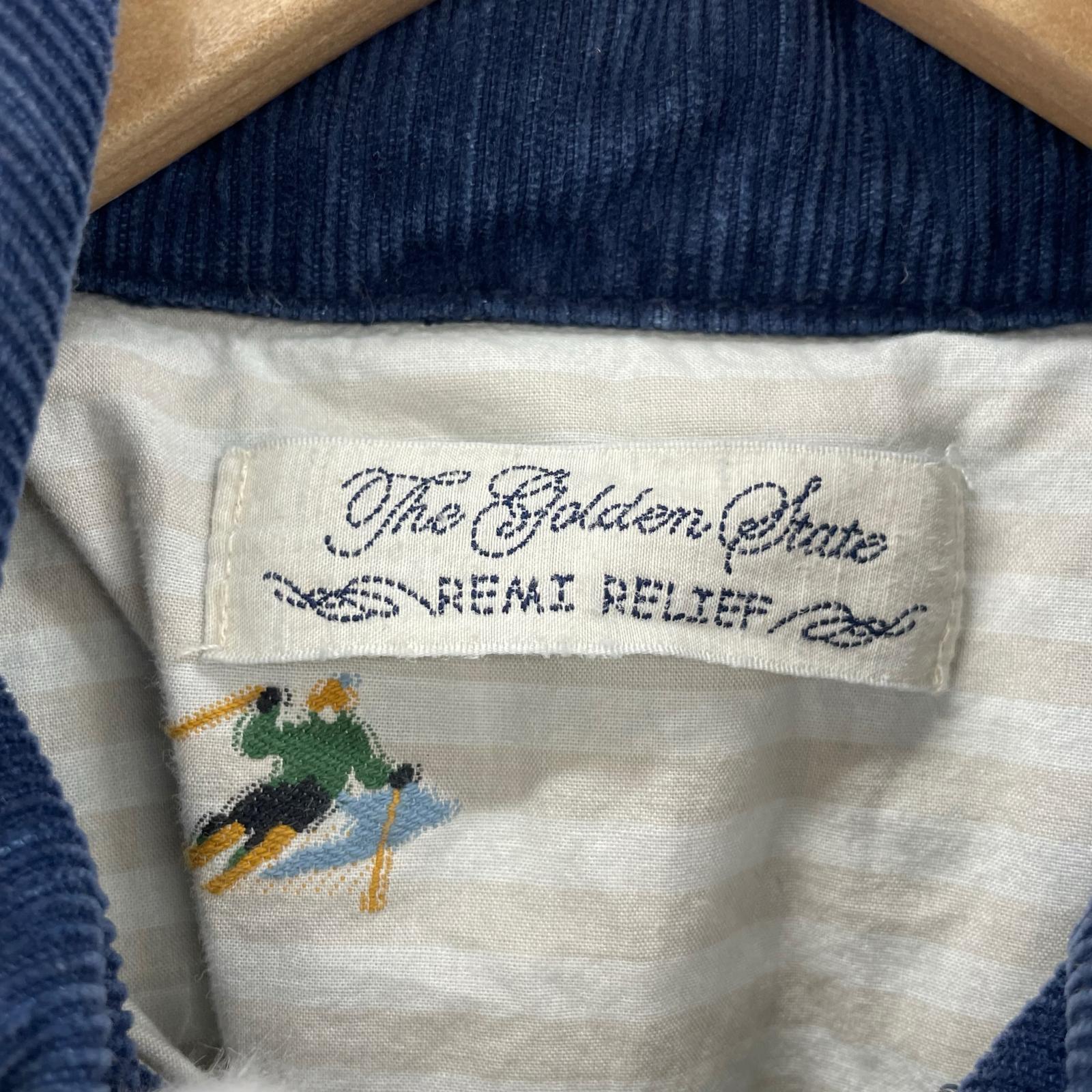 ダウンジャケット REMI RELIEF コンチョボタン ヨーク切替 コーデュロイダウンジャケット S インディゴ S ブルー