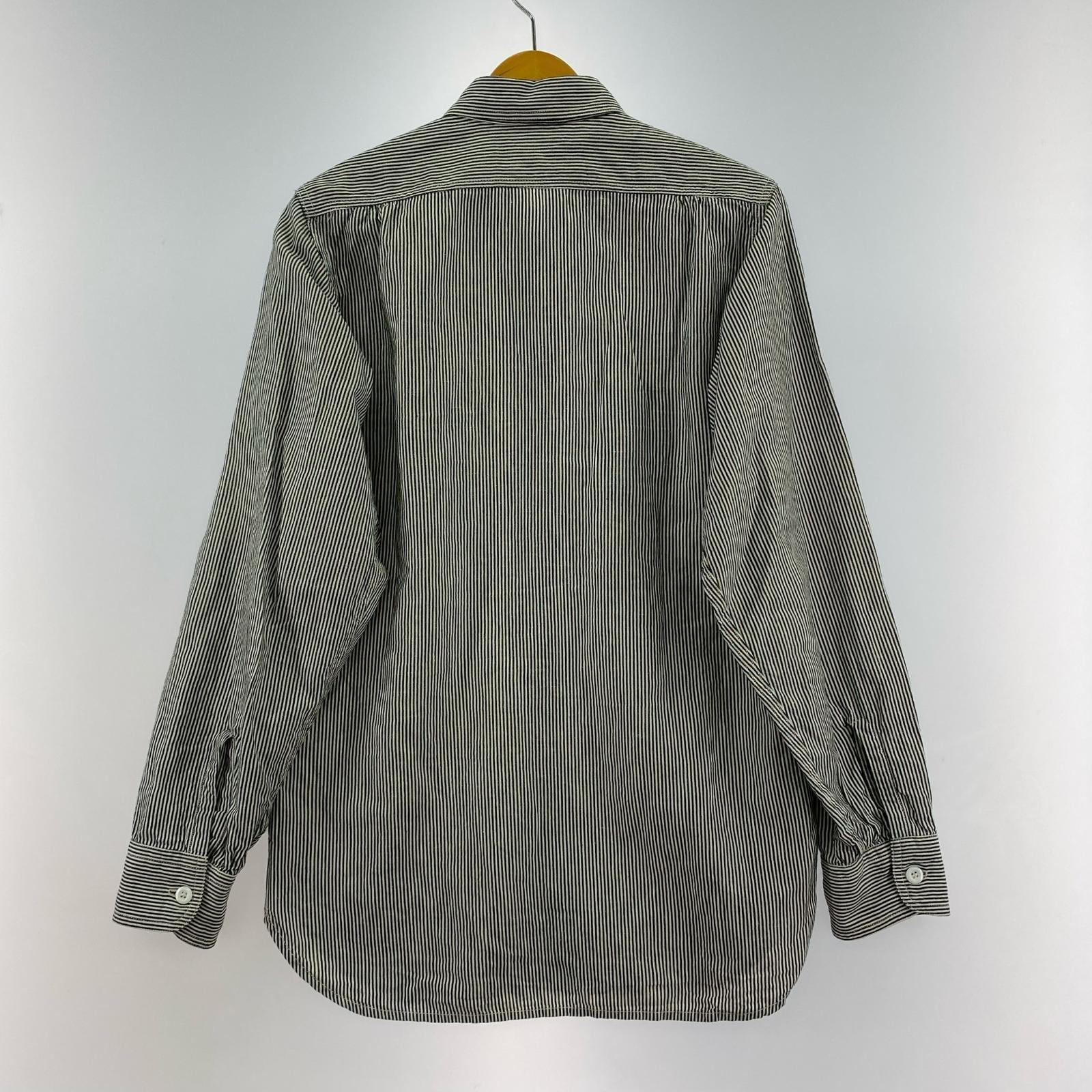 長袖シャツ ATLAST&CO ヒッコリー ワークシャツ 14 1/2 白 黒