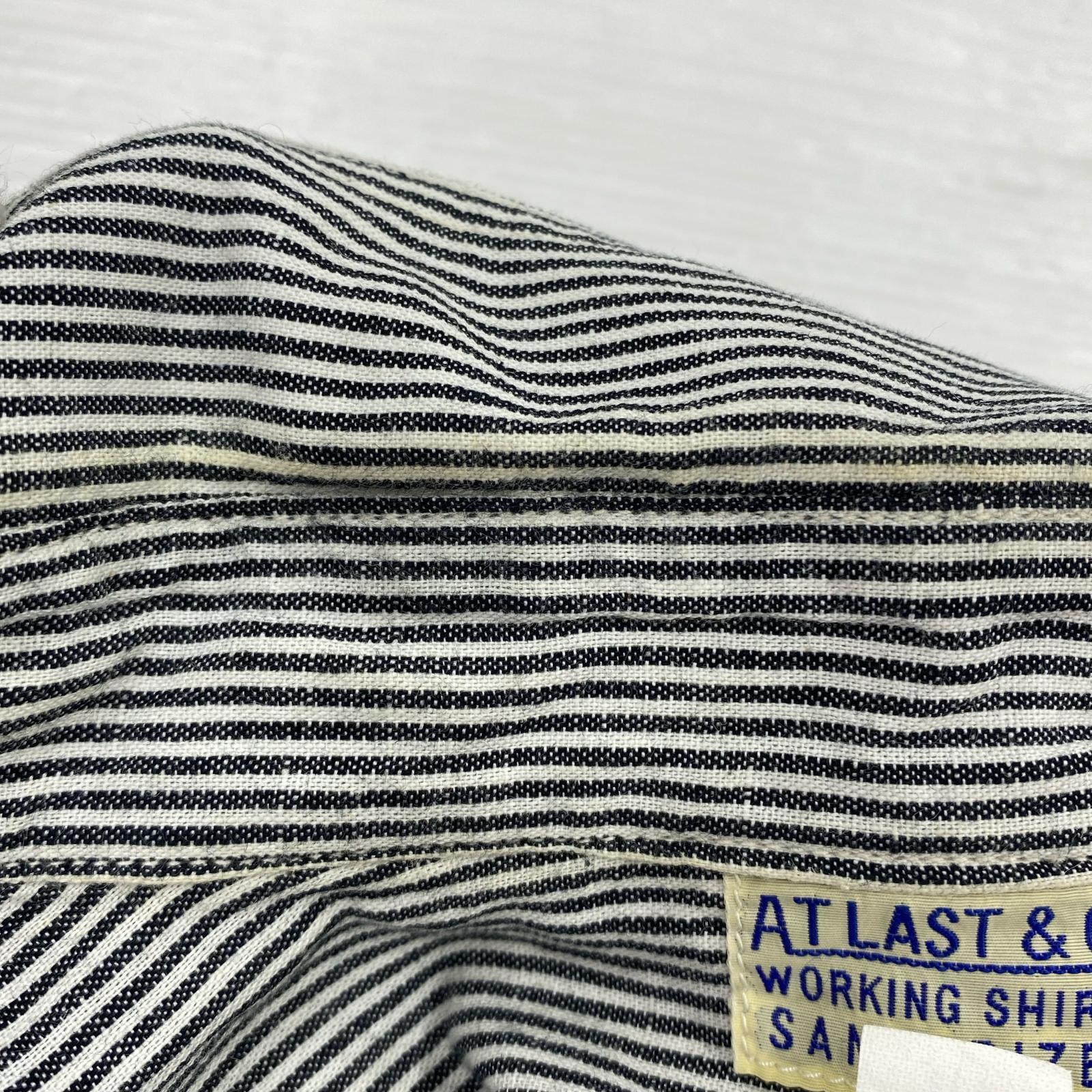 長袖シャツ ATLAST&CO ヒッコリー ワークシャツ 14 1/2 白 黒