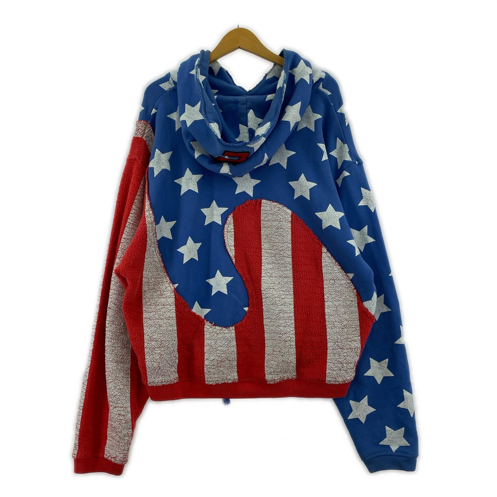パーカー ERL Stars And Stripes Swirl Hoodie Blue L