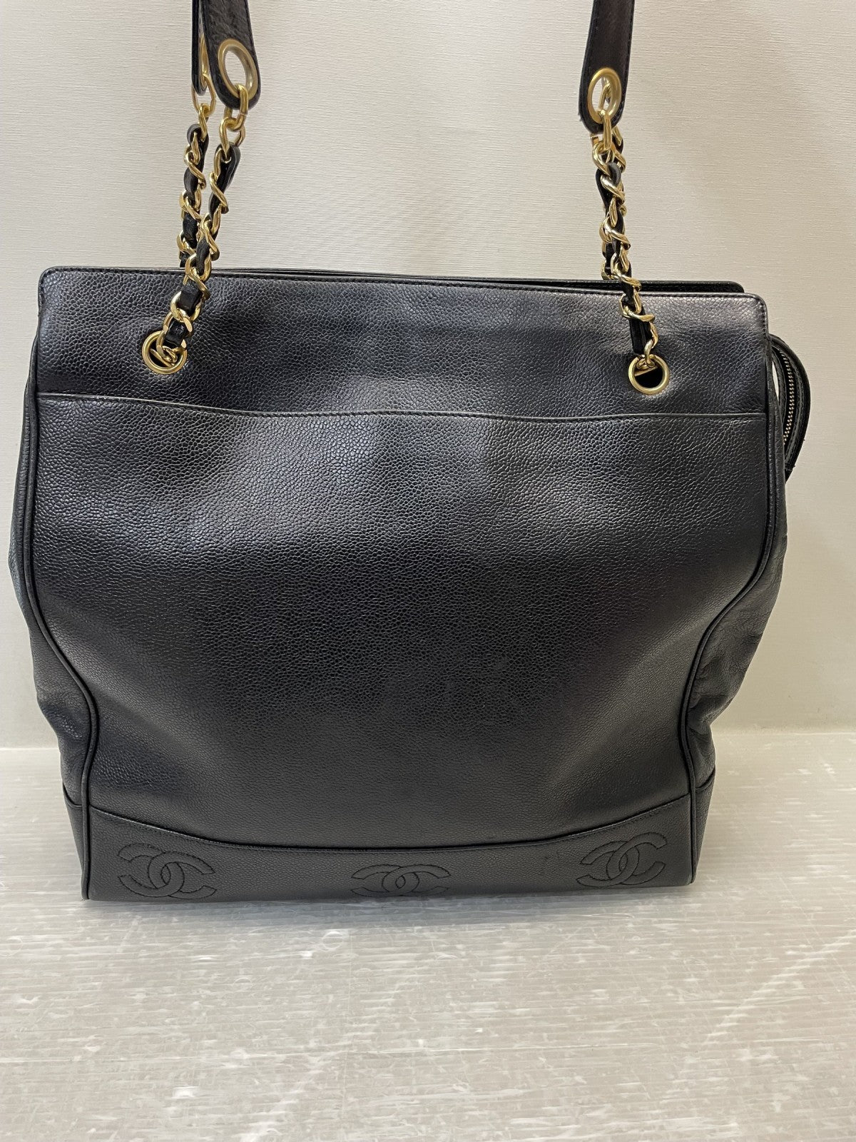 CHANEL キャビアスキン トリプルココ ココマーク チェーン トートバッグ