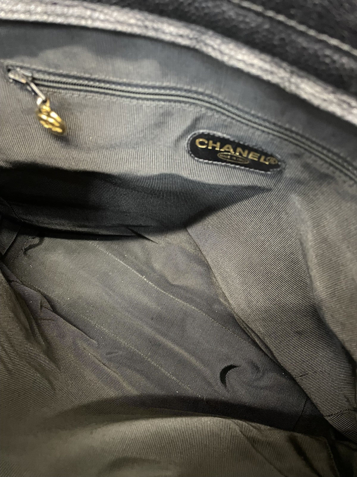 CHANEL キャビアスキン トリプルココ ココマーク チェーン トートバッグ