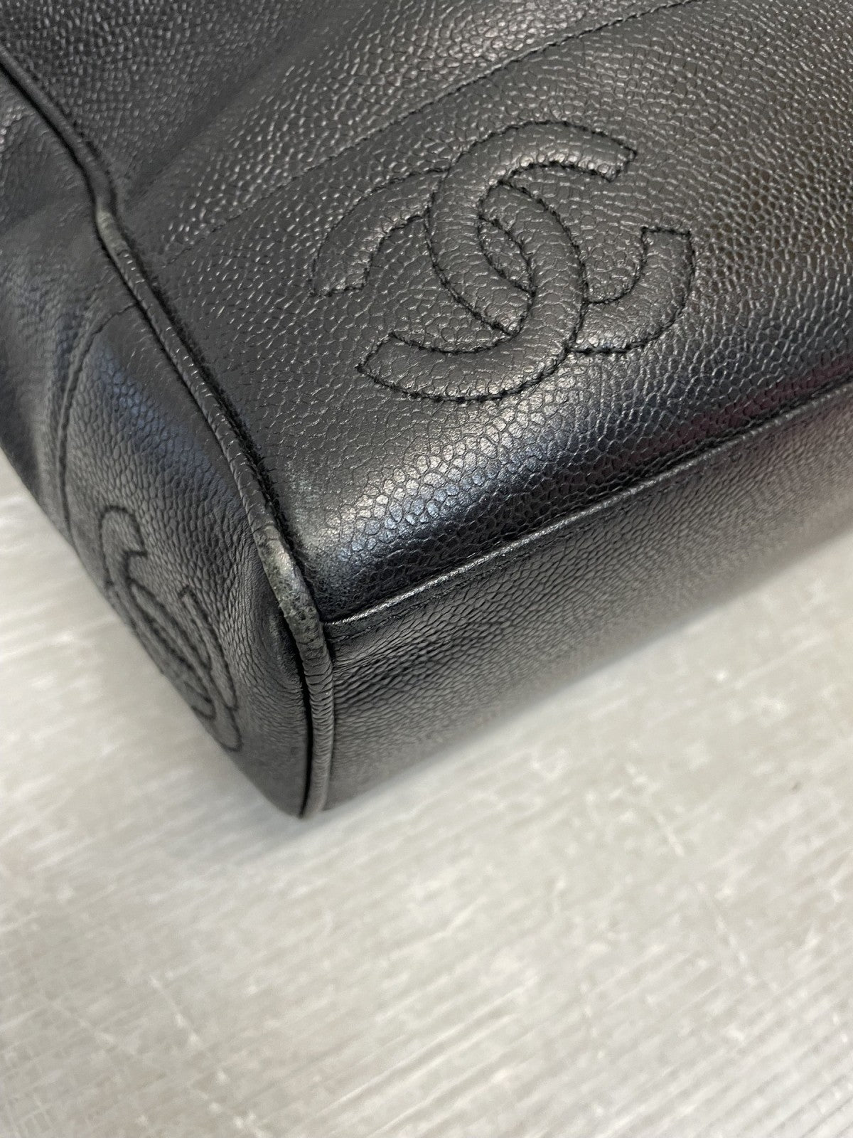 CHANEL キャビアスキン トリプルココ ココマーク チェーン トートバッグ
