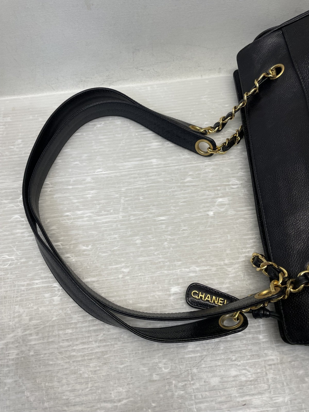 CHANEL キャビアスキン トリプルココ ココマーク チェーン トートバッグ