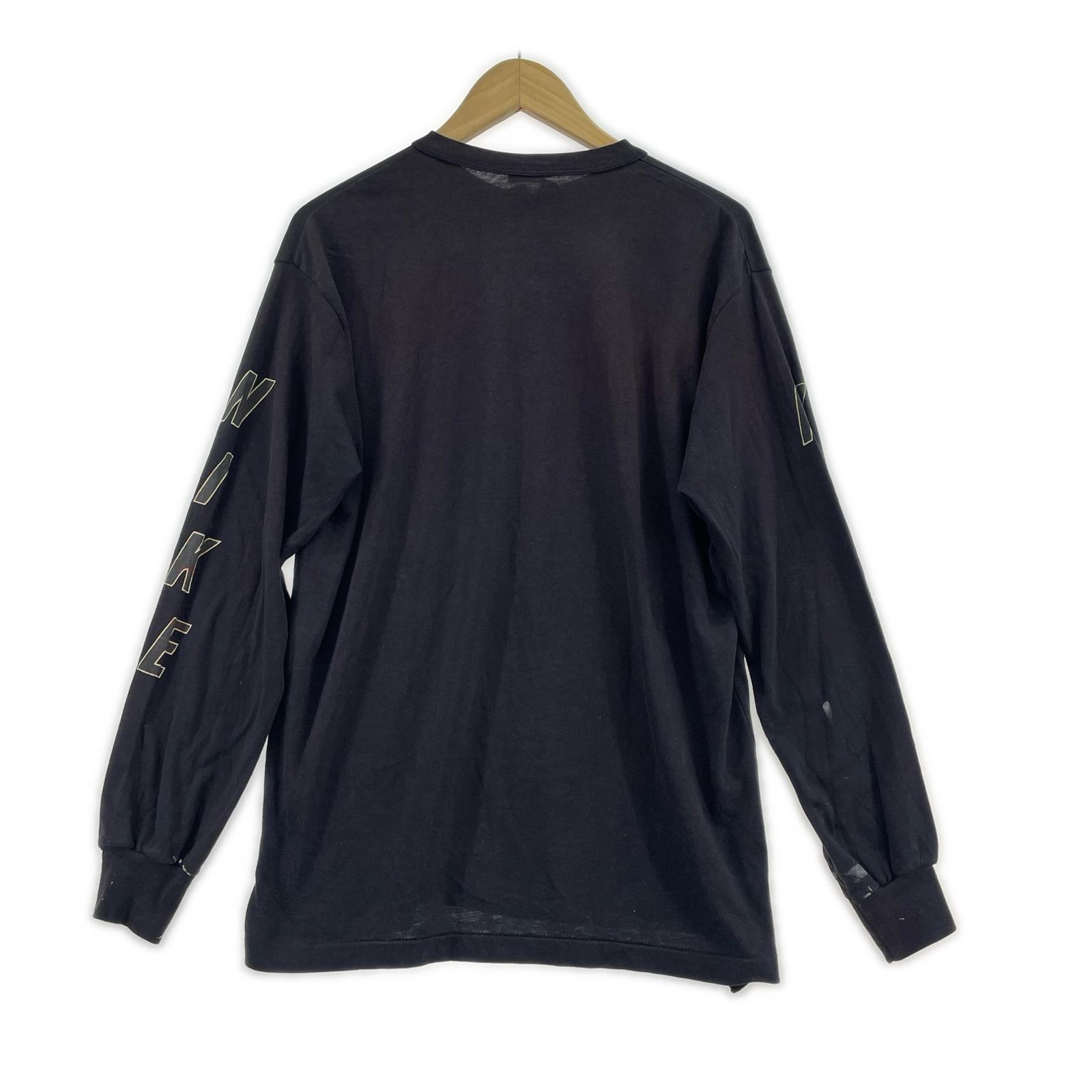 長袖Tシャツ 紺タグ アームロゴ ヘンリーネック 黒 (L) L ブラック