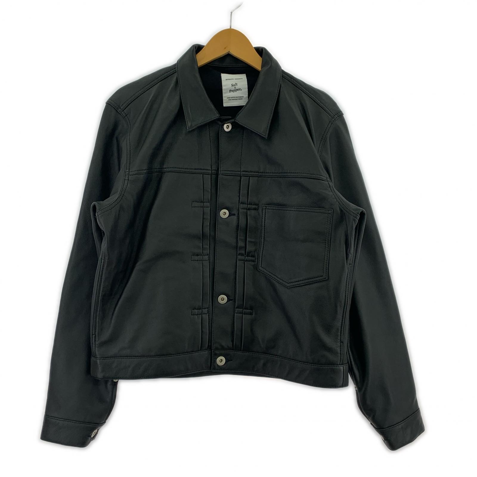 レザージャケット Salt&Pepper LEATHER TRUCKERS (M) M ブラック