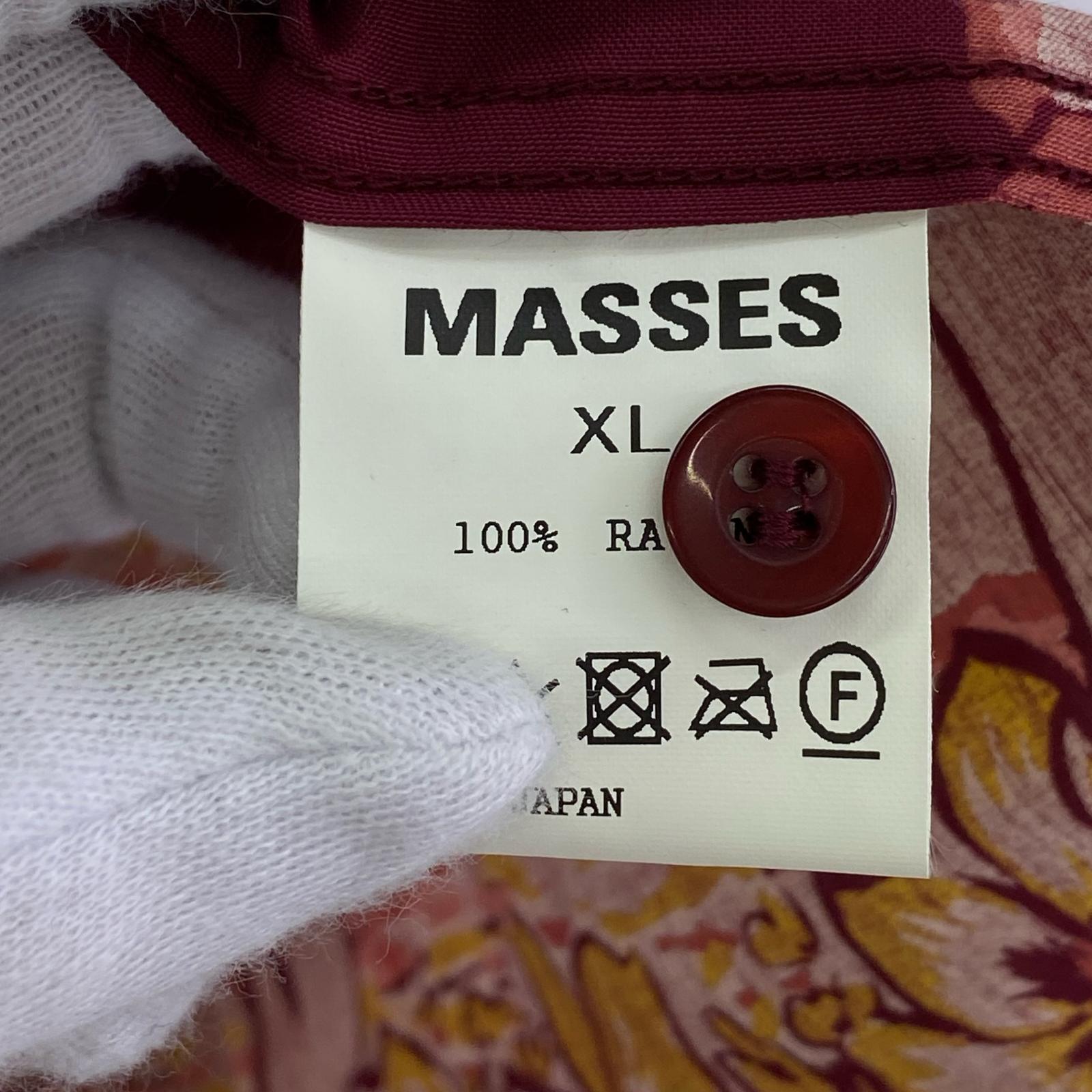 半袖シャツ MASSES フラワー柄 オープンカラー レッド