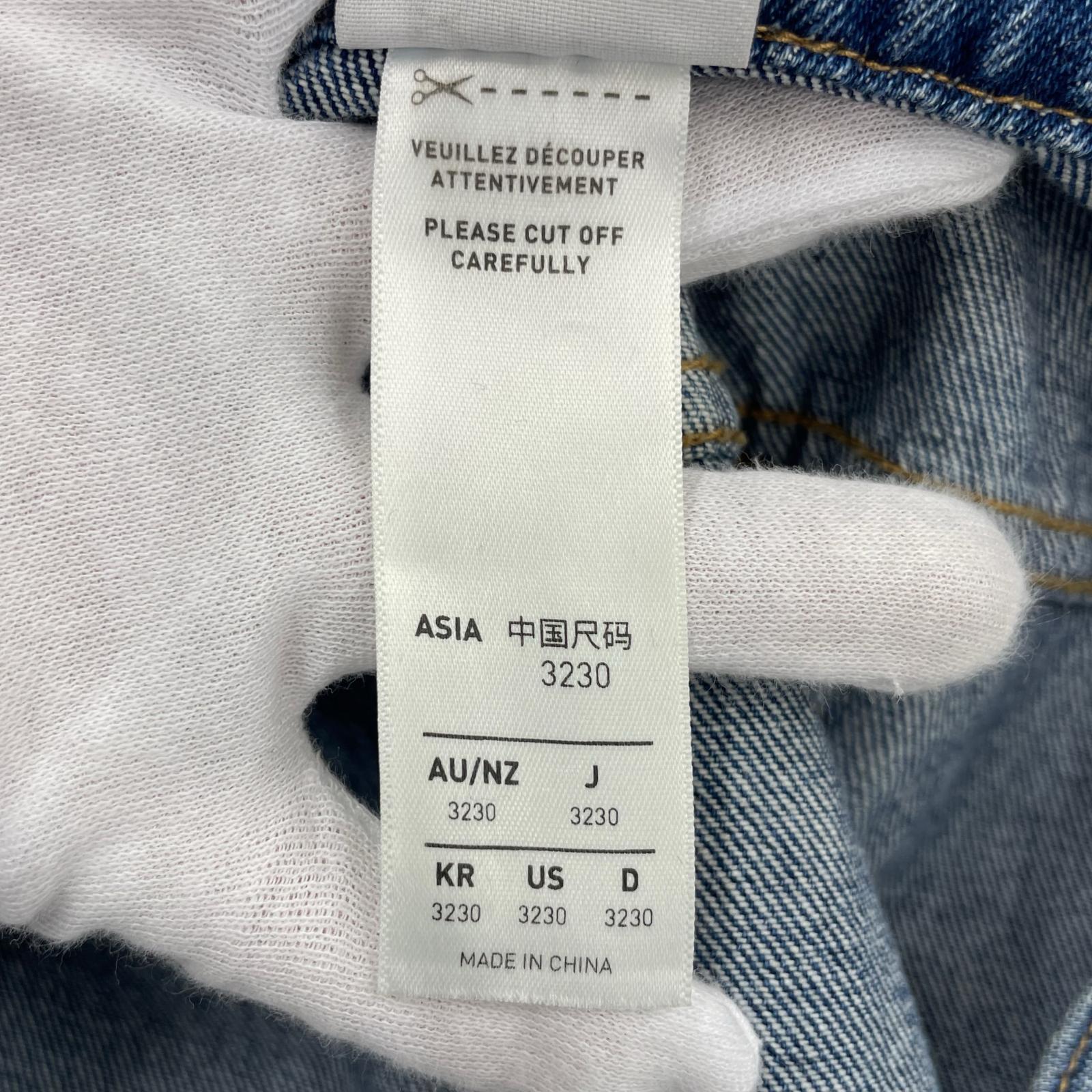 デニムパンツ ルーズデニムディストレストパンツ (3230) ブルー