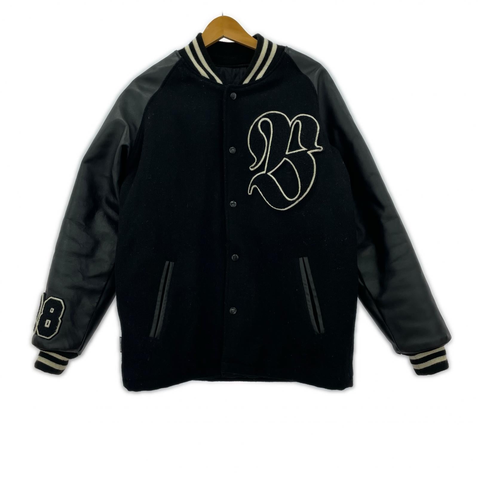 ジャケット BOUNTY HUNTER Bワッペン 袖レザースタジャン M ブラック M ブラック