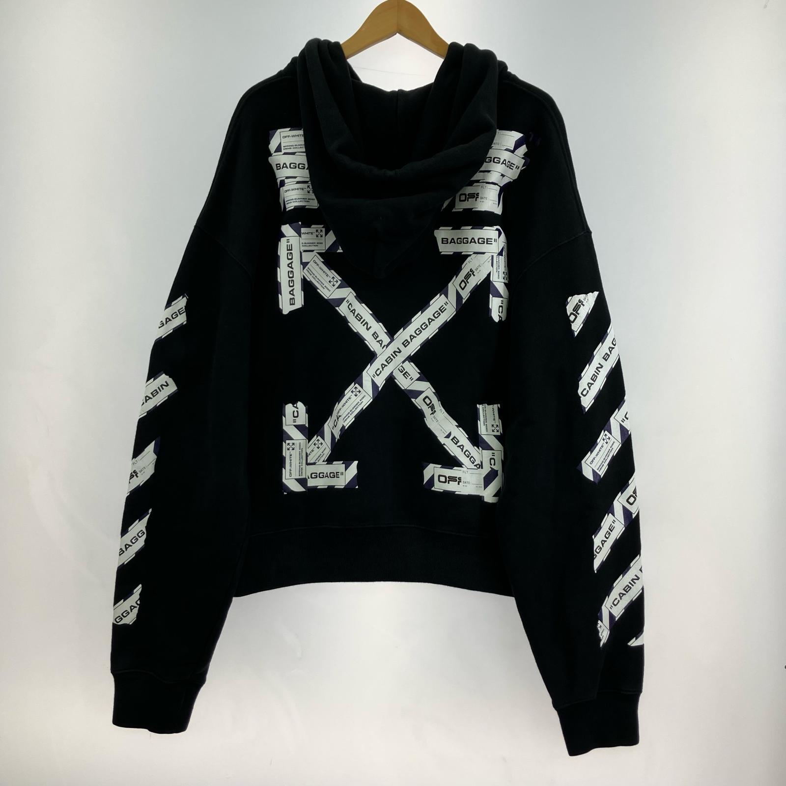 パーカー OFF-WHITE AIRPORT TAPE OVER HOODIE OMBB037S20E30003 黒 (M) M ブラック