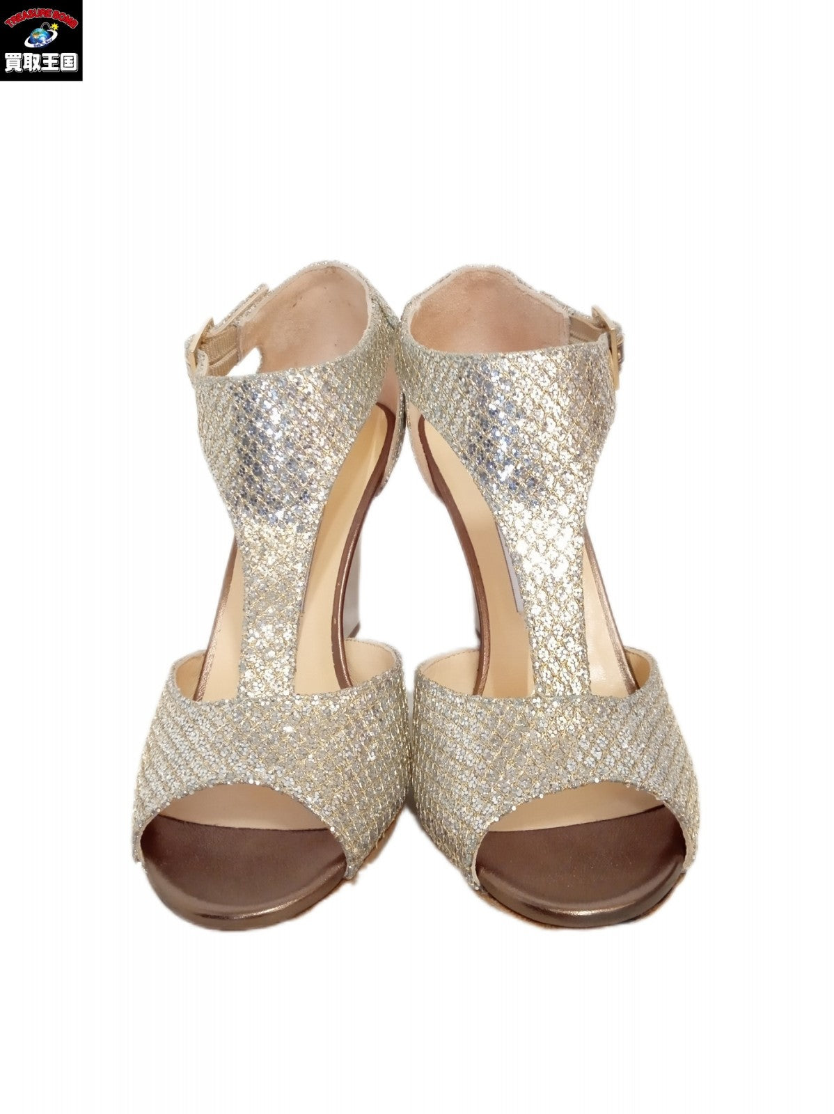 JIMMY CHOO/グリッター ウェッジサンダル/パンプス シルバー/36 1/2
