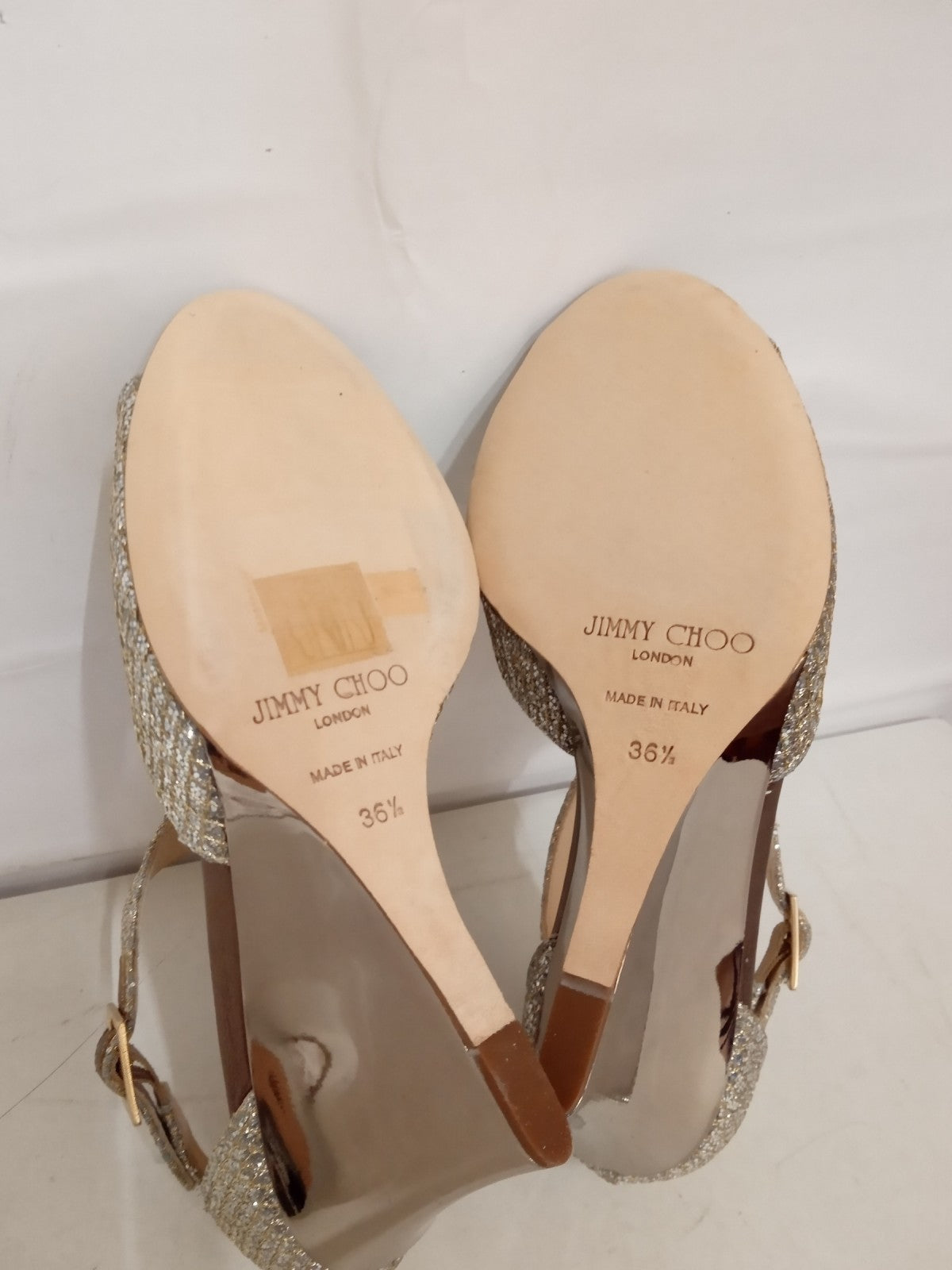 JIMMY CHOO/グリッター ウェッジサンダル/パンプス シルバー/36 1/2