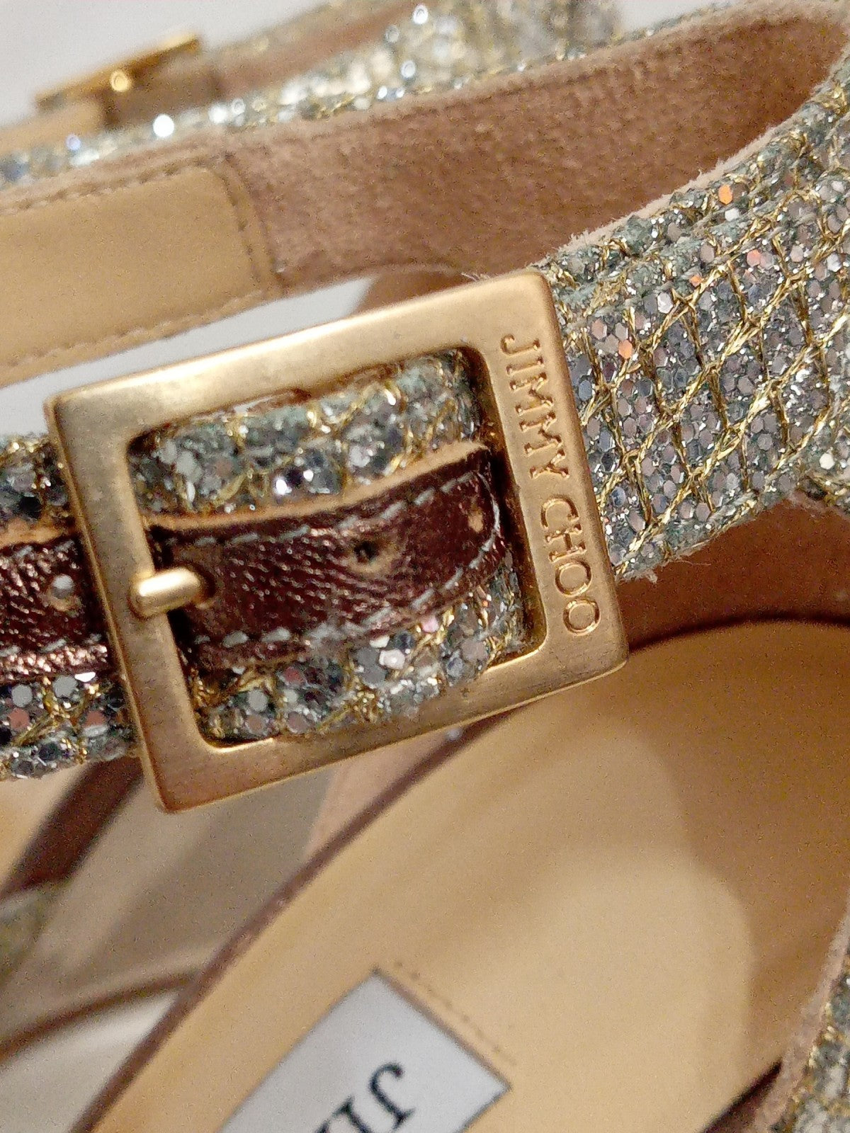 JIMMY CHOO/グリッター ウェッジサンダル/パンプス シルバー/36 1/2