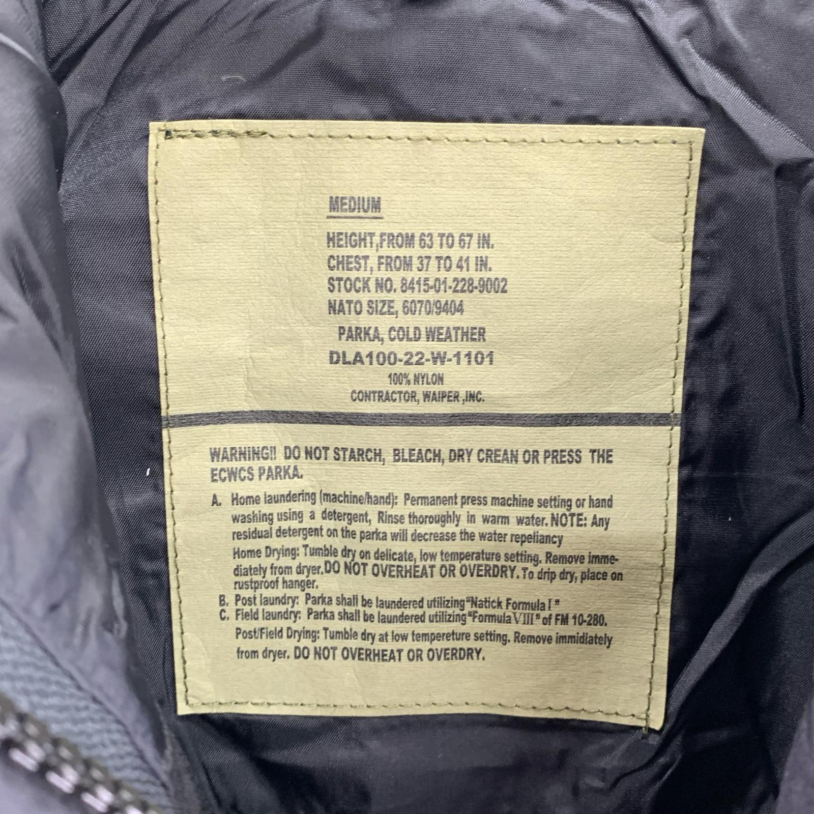 ジャケット ECWCS GEN1 COLD WEATHER PARKA/ブラック M ブラック