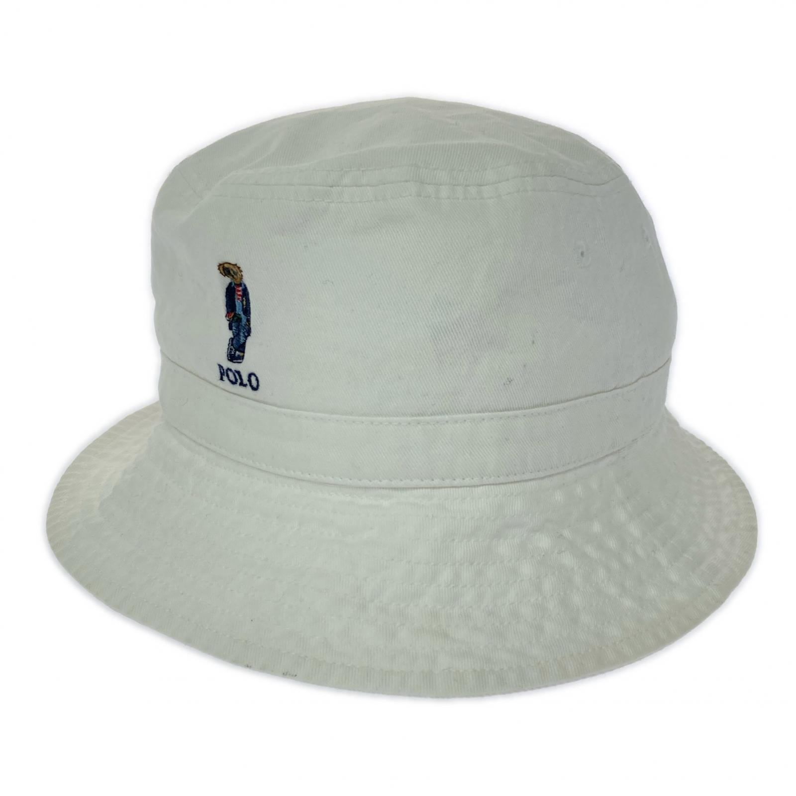 ハット ポロベア デニム バケハ WHT ホワイト