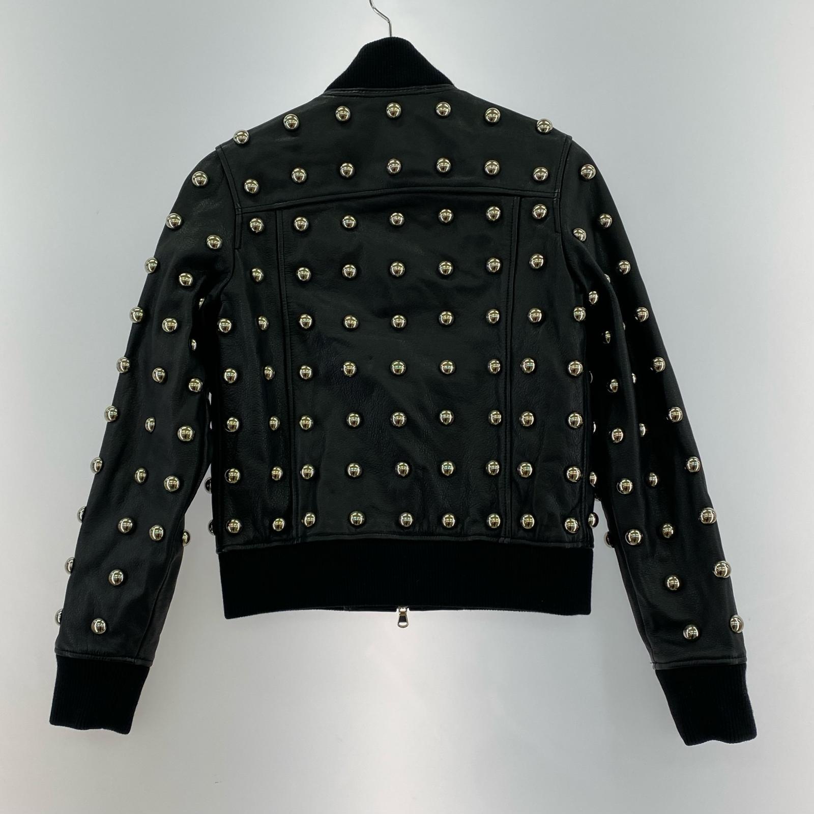 レザージャケット Lilles スタッズ レザージャケット 38 黒 38 ブラック